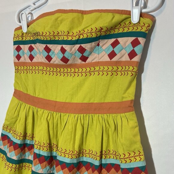 Anthropologie Leifsdottir Ribboned Quilotoa Dress Size 10 Strapless Yellow - Picture 9 of 12